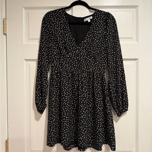 Black and Cream Polka Dot Bishop Sleeve Dress